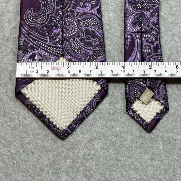 Nordstrom Purple Paisley Jacquard Mens Silk Tie 61 x 3.25 Long USA - Picture 4 of 6
